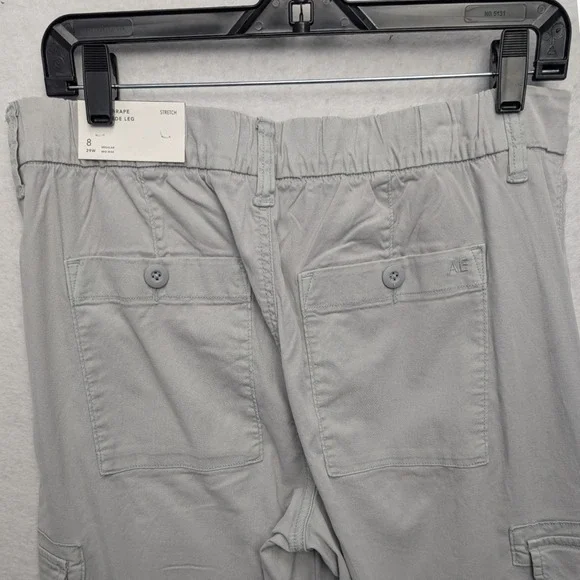 NWT American Eagle Dreamy Drape Cargo Pants Womens 8 Grey Wide Leg Mid Rise - Picture 5 of 16